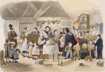 Visit to the Village School, illustration from Visitation of a London Exquisite to his Maiden Aunts in the Country, pub. By W. Kent, London, 1859 by Theo